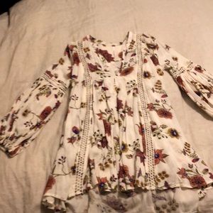 Free people floral long blouse/short dress